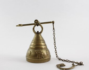 Vintage Solid Brass Monastery Bell - Hanging Brass Bell Missing Parts