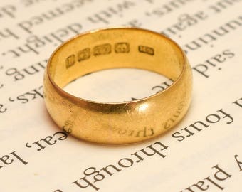 Antique Edwardian 22k Gold Wedding Band, c1910