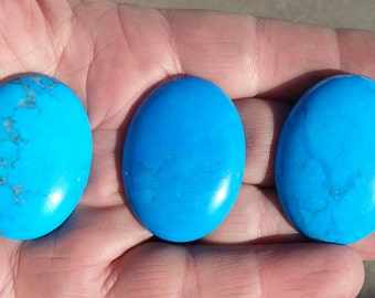 Turquoise Color Dyed Magnesite Cabochons Set of Three 30 x 40 mm TCDM2C