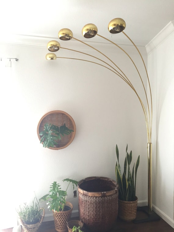 vintage mid century modern brass arc orb floor lamp / spider vintage mid century modern brass arc orb floor lamp / spider