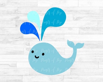 Cute Smiling Whale SVG DXF PNG Files, Cut Files, Digital Download