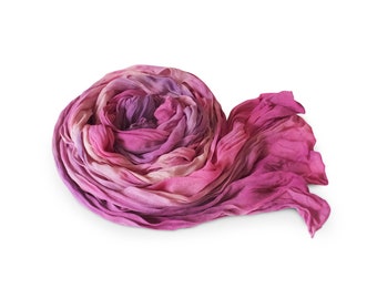 Blush scarf, pink crinkle scarf, pink silk scarf, fuchsia scarf, purple scarf, crinkle chiffon scarf, silk chiffon scarf, trending now, gift