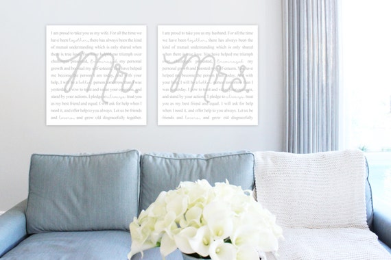  WEDDING VOWS CANVAS Art His and Hers Vows Wedding 