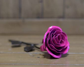 Metal Rose • Pink • Iron Anniversary • 6th Anniversary • Hand Forged • Wrought Iron • Blacksmith • Personalized Gift • Valentines Day