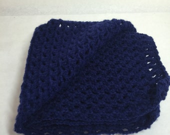 Blanket Throw Lap Cover Office Chair Throw Wheelchair Lap Blanket Coworker Gift Elderly Gift Crocheted Navy