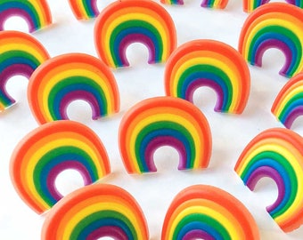 Rainbow Cupcake Toppers (12), Rainbow Rings, Party Favor, Rainbows and Unicorns Party, Rainbow Birthday Party, Rainbow Decor, Kids Party