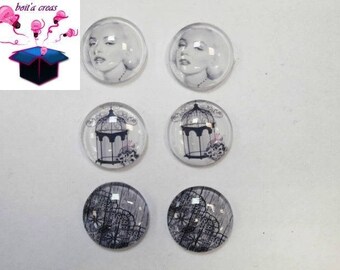 6 glass cabochons 18 mm as pictured lot number 62