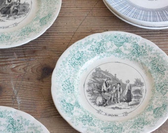 Vintage Pictorial Plate set of 4