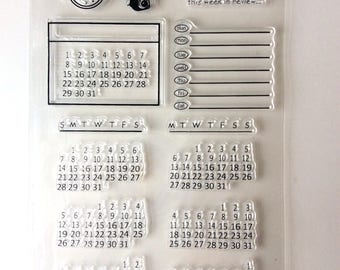 Opsommingsteken Journal siliconen stempel / Bujo kalender datum duidelijk stempel / per maandelijkse Planner stempels
