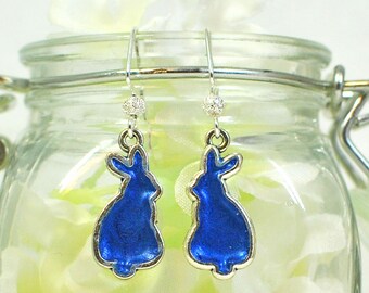 RESERVED Blue Bunny Earrings Blueberry - Cute Bunny - Pet Bunny Rabbit - Bunny Jewelry - Nature Lover Gift - Rabbit Earrings - Woodland