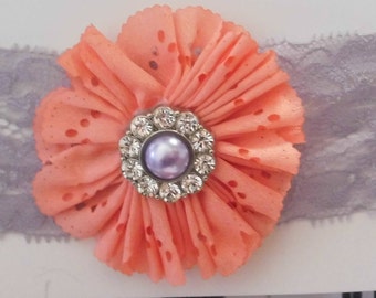 Coral and Dusty Purple Headband