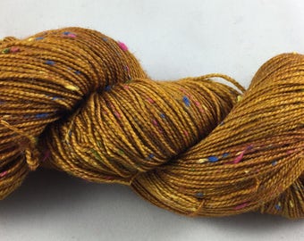 hand dyed sock yarn, donegal sock, superwash merino wool and NEP, colorway TOBACCO
