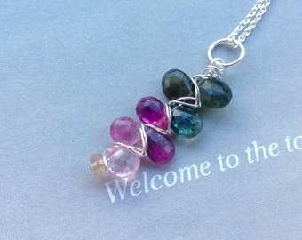 Genuine Watermelon Tourmaline Pendant,Tourmaline necklace, October birthstone, sterling silver, gold filled, Gift for Mom, Her, Daughter