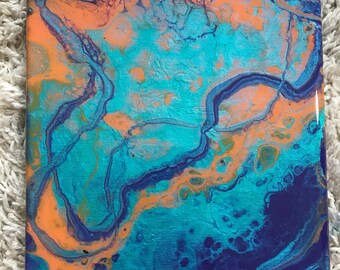 Resin Coated Original Acrylic Pour Abstract Fluid Art