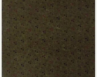 20 % off thru 5/31 THISTLE FARM moda fabric by 1/2 yard Kansas Troubles Quilter-red green blue dots circles on green 9535-15