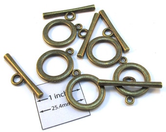 Antiqued Brass 22mm Metal Toggle Clasp, Set of 5 pc, 1088-23