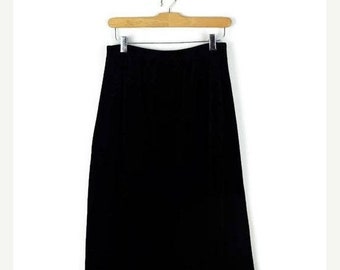 ON SALE Vintage Black Velour Long Skirt from 1980's/Minimal/Minimalist*