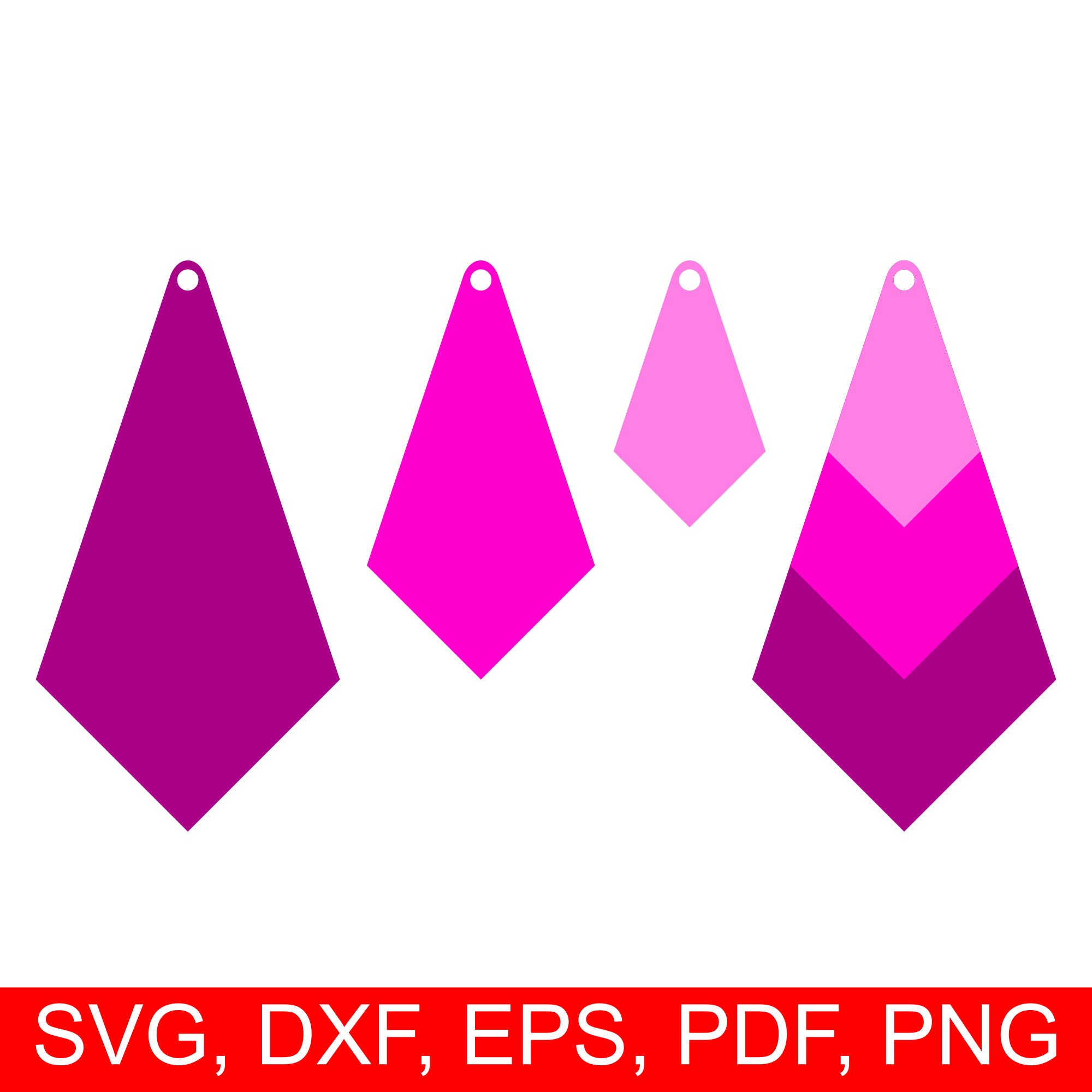 Download Stacked Earrings SVG Cut Files, DIY Earring templates: Diamond, Tear Drop, Flame and Leaf ...