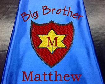 Superhero cape Kid's cape, Super Hero Cape Big Brother Shield, star cape Custom Embroidered Personalized