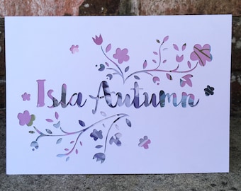 Papercut New Baby Girl Personalised Card