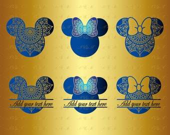 60% OFF Mickey SVG Minnie Svg Mandala Kid Zentangle Mouse Ears Monogram Decal Vector Head Face Silhouette Png Eps Dxf Vinyl Cut File Digital