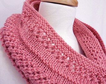 Knit Infinity Scarf - Hand Knit Scarf - Coral Pink - Ready to Ship