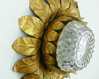 vintage italian sunburst WALL LAMP hollywood regency style metal glass no. 2