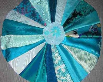 20 PCS Aqua/ Teal Fancy Fabric for Crazy Quilts, Art Quilts & Art projects