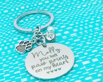 Pet Memorial Keychain, You Left Paw Prints On My Heart, Dog Memorial, Pet Remembrance, Angel Wings, One Of A Kind Gift, Rainbow Bridge, RIP
