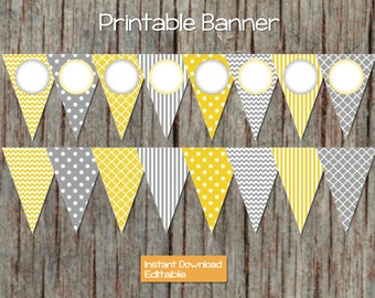 Gold Black and White Adult Party Printable Banner and Mini