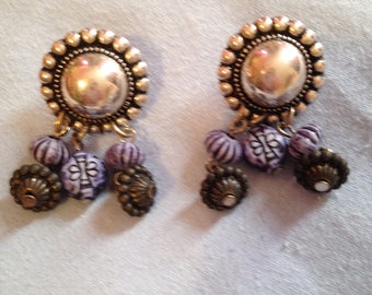 Beaded Sterling Silver Earrings