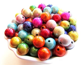 20pcs Assorted Miracle Beads 12mm Acrylic Beads Round Shiny Beads 3D Illusion Miracle Beads Center Drilled Craft Supplies