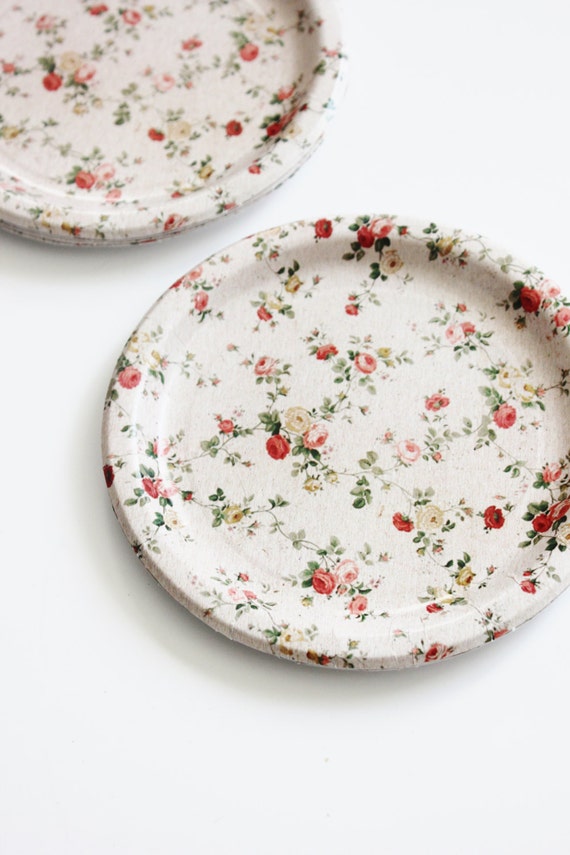 8 FLORAL TEA PARTY 7 Paper Plates Parisian Vintage Style 8 FLORAL TEA PARTY 7 Paper Plates Parisian Vintage Style