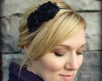 Headbands for Women, Black Flower Headband, Shabby Chic Double Flower for Women and Girls