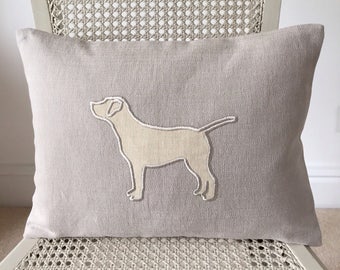 Custom Dog pillow cover with labrador appliqué