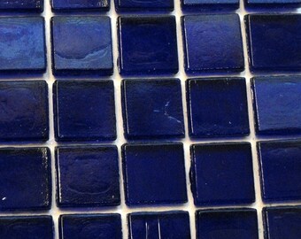 15mm (3/5") Deep Cobalt Blue Semi-Transparent Glass Mosaic Tiles//Mosaic Supplies/Crafts