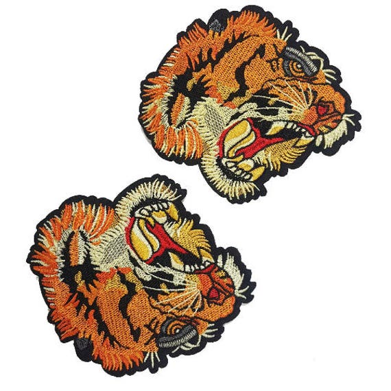 Tiger Head Patch Applique Embroidered Tiger Patch Animal