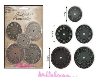 Set of 5 frames scrapbooking embellishment bronze clocks *.