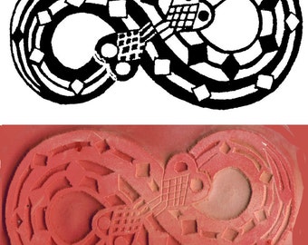 Native American Pottery Design Stamp Tool for PMC, Polymer Clay, Textiles & ScrapBooking - Southwest Native American Serpent Stamp Tool