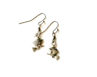 Witch Earrings dangling witch earrings Handmade Gift