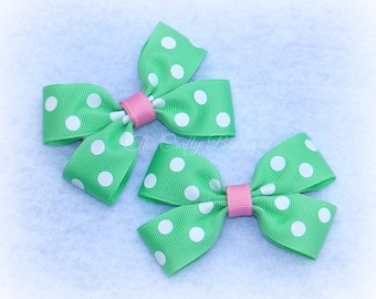 Mint Green & White ~ Polka Dot ~ Clippies ~ Pastel ~ Small ~ Mint Green ~ White ~ Baby ~ Toddler ~ Easter ~ Spring ~ Pigtails ~ Pink