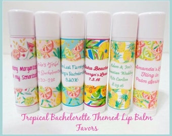 TROPICAL BACHELORETTE Lip Balm - Pineapple Bachelorette Favors - Aloha Lip Balm - Tropical Wedding - Custom Lip Balm