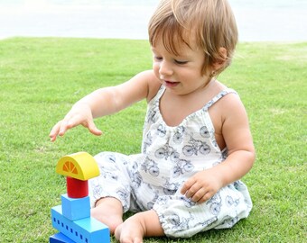 PDF Pattern - Boho Romper - Babies/Toddlers - Premie to 5-6T - Instant Download - Easy Photo Tutorial
