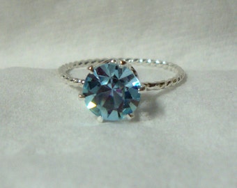 Alexandrite ring - color change blue to pink 6 -7.5mm zandrite eco-friendly sterling silver, simulated lab stone - Custom Made in your Size