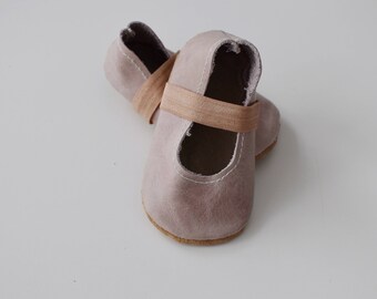 ballet flats /soft soled leather shoes / baby moccasin moccs / MAUVE-PINK
