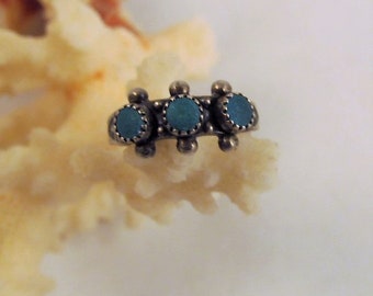 Baby Ring Sterling Turquoise Pinky Midi Southwestern Vintage