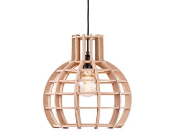 Wooden hanging lamp/wood lamp ' Globe ' by The Lingehof