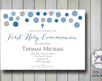 leaves baptism invitation greenery first communion boys