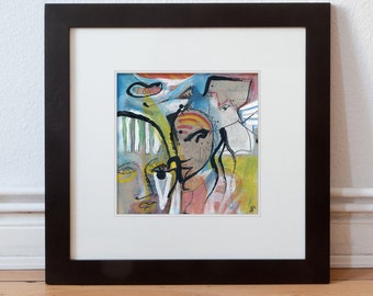 Painting people abstract 15/15 cm (5.9/5.9 inch)