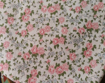 Vintage French Fabric, Small Floral Print Fabric, French Vintage Textile, 1960s Floral Fabric, Patchwork Cotton, Quilting & Patchwork Fabric